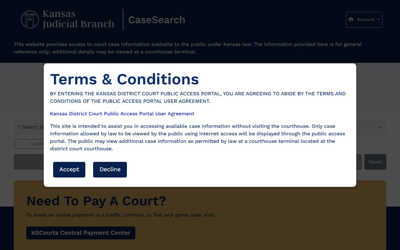 Marion County court records Kansas Judicial Branch CaseSearch page