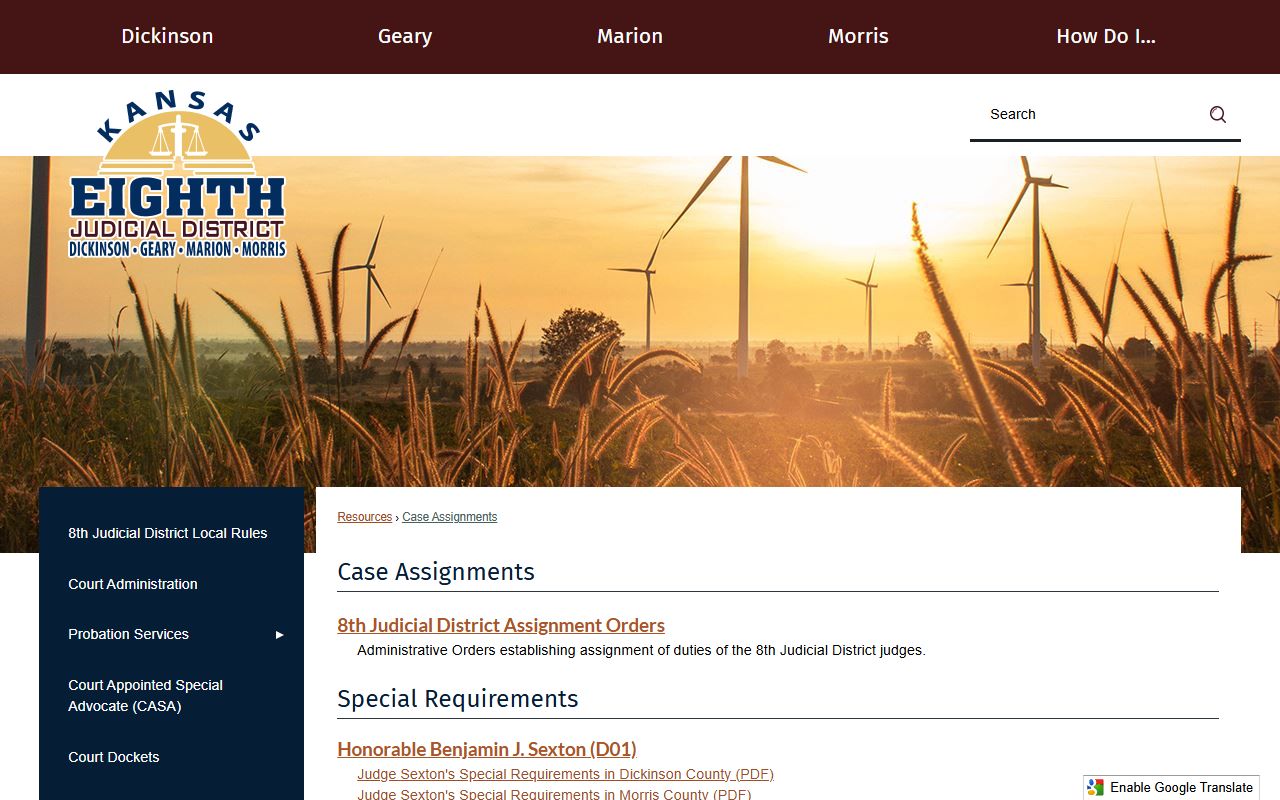 Marion County District Court case assignments page
