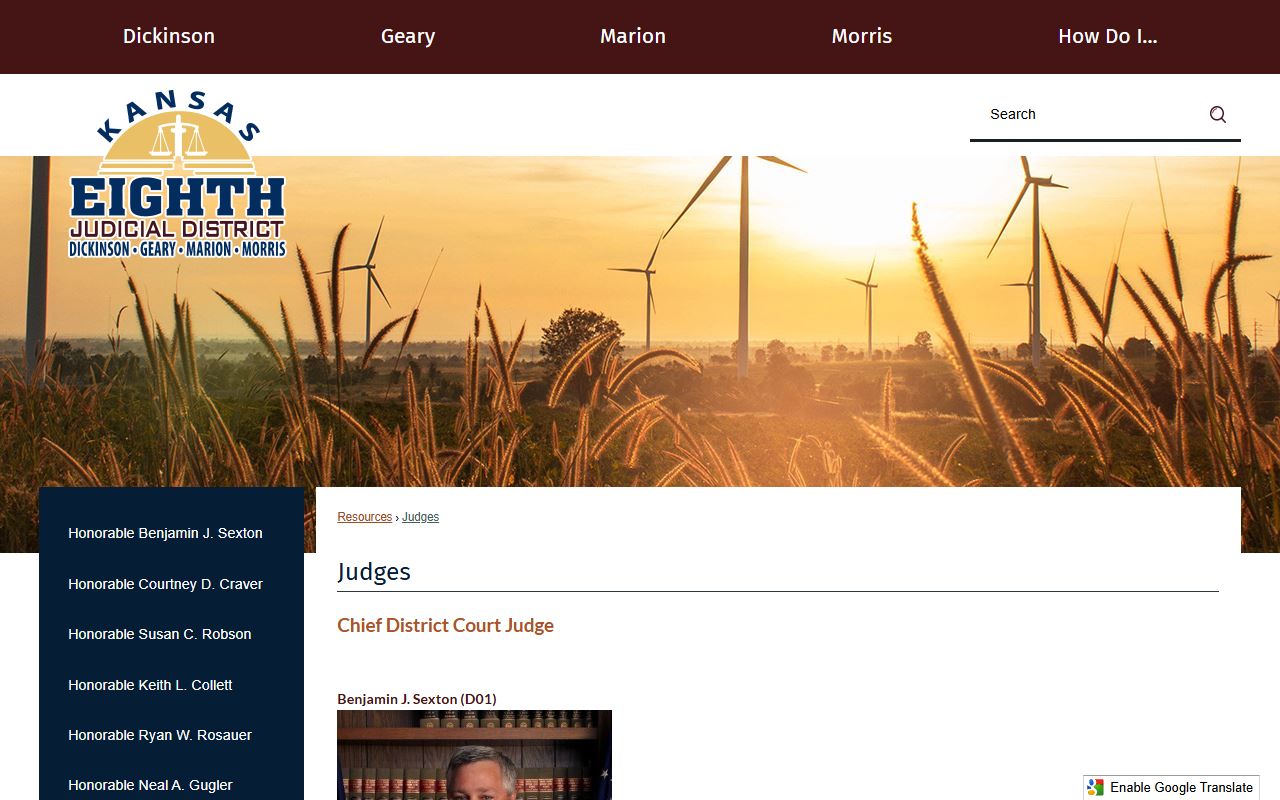 Marion County District Court 8th Judicial District judges page