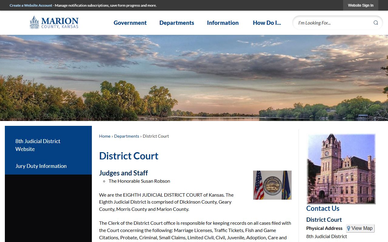 Marion County court records District Court page