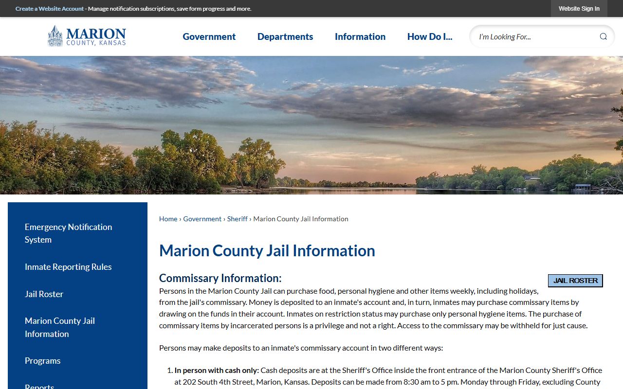 Marion County inmate records jail information page